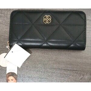 Daisy Fuentes Black Gold Tone Long Wallet New With Tags